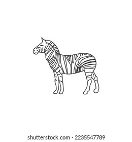 zebra animal wildlife vector icon black and white