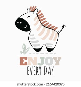 Zebra baby cute summer print. Sweet african animal