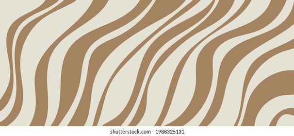 Zebra background in cartoon style, smooth wavy lines. Template for a modern cover.