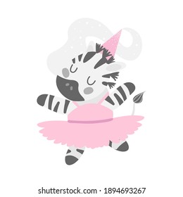 
zebra ballerina on the white background