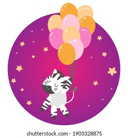 
Zebra mit Ballons am Himmel