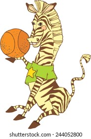 Zebra with basketball