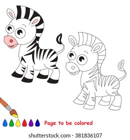 Zebra in to be colored. Coloring book for children. Visual game.