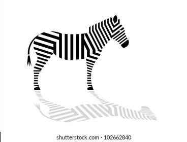 Zebra. Black parallel lines with shadow on white background