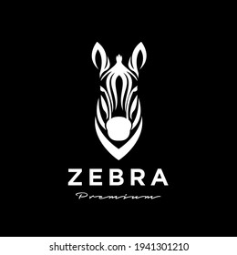 Zebra Black White Head Logo Icon Design