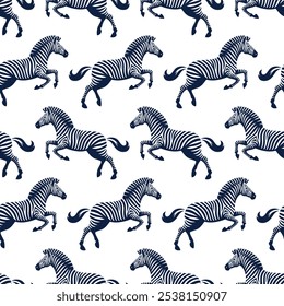 Padrão de silhueta preto e branco de zebra plano de fundo sem costura.