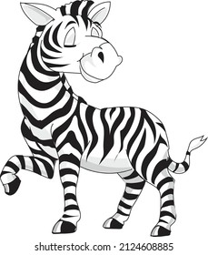 Zebra or black and white striped horse with closed eyes. Flat style vector illustration.