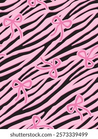 ZEBRA BOW PATTERN SEAMLESS BLACK AND PINK