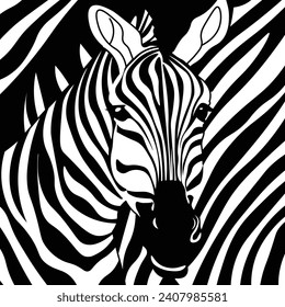 Zebra cartoon background. Vector illustration.