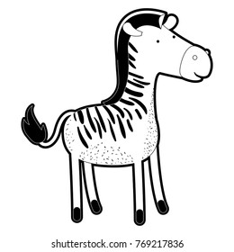 zebra cartoon in black silhouette with thick contour