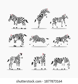 Zebra cartoon character collection design