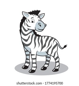 Zebra Cartoon Cute Animals Illustration Isolated