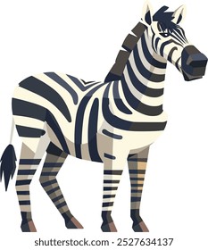 Desenho Animado com Zebra e Animais Selvagens Bonitos. Ilustrações de vetor plano em estilo divertido para crianças