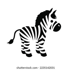 Zebra-Cartoon-Design einzeln auf weißem Hintergrund, Vektorgrafik