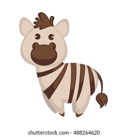 Zebra cartoon isolated on white. Vector Illustration.