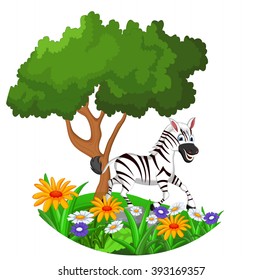 zebra cartoon in the jungle 