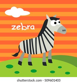 Zebra cartoon kids drawing with colorful background. Vector illustration background