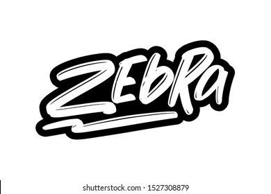 Zebra cartoon lettering text. Vector illustration for print and advertising