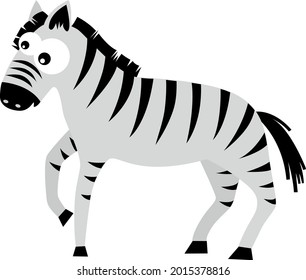 zebra in cartoon style. 2d flat isolated vector