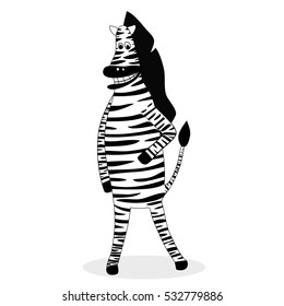 Zebra cartoon vector. Character animal illustration