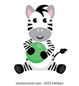 Zebra cartoon. Zebra, vector illustration, clip art. Baby safari animal, isolated.