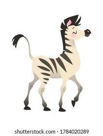 Zebra. Cartoon wild animal nature africa tropical character. Safari black and white horse isolated on background. Cute gradient vector illustration