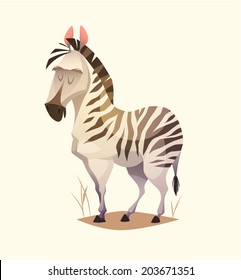 Zebra character. Cartoon vector illustration.