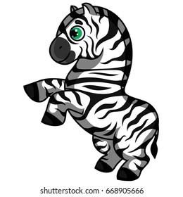 Zebra Character on White Background Cartoon Hand Drawn Vector Illustration EPS 10