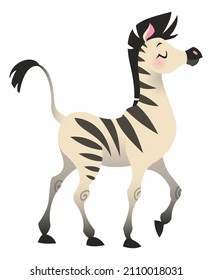 Zebra character. Wild striped horse. Safari animal