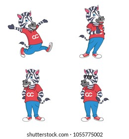 zebra characters for logo and mascot design 