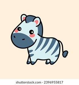 Zebra color element. Hand drawn animals. Cartoon characters set. Isolated vector illustration.