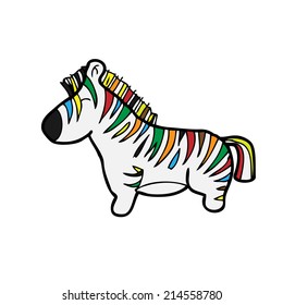 Zebra colorful cartoon doodle character