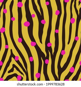 Zebra colorful seamless pattern. Vector animal skin print. Fashion stylish organic texture.