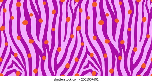 Zebra colorful seamless pattern. Vector animal skin print. Fashion stylish organic texture.