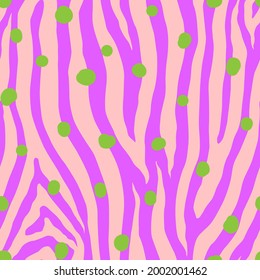 Zebra colorful seamless pattern. Vector animal skin print. Fashion stylish organic texture.