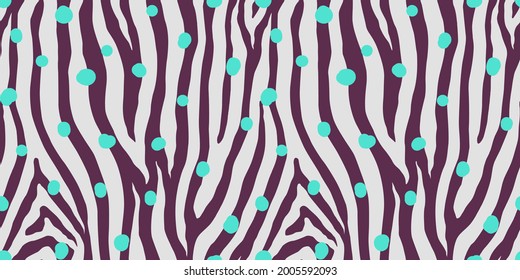 Zebra colorful seamless pattern. Vector animal skin print. Fashion stylish organic texture.