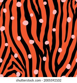Zebra colorful seamless pattern. Vector animal skin print. Fashion stylish organic texture.