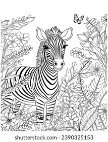 Zebra Coloring Page Illustrations and  Vectors