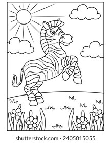 zebra coloring page for kids