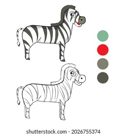 Zebra Coloring page for preschool children. Learn numbers for kindergartens and schools. Educational game.