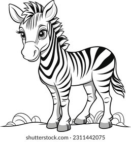 Zebra, Farbbuch für Kinder, Vektorgrafik