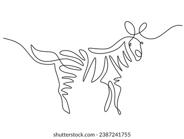Zebra in continuous one line drawing. Vector illustration isolated. Minimalist design handdrawn.