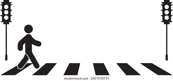 zebra cross icon vector illustration. lamp. black isolated white background