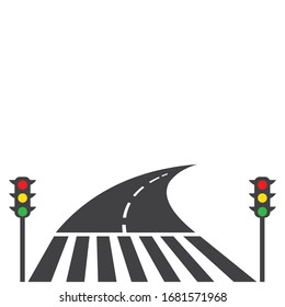 zebra cross with traffic light vector illustration design template