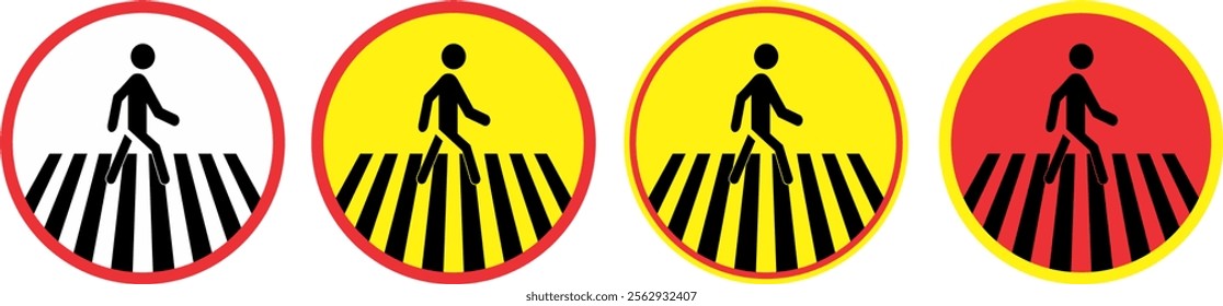 Zebra crossing ahead road sign vector illustration