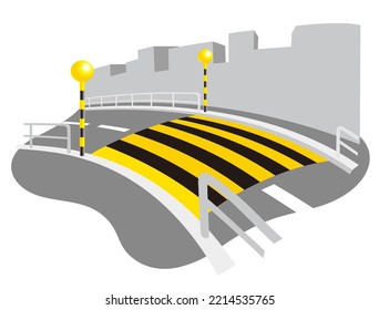 Zebra crossing with belisha beacon in city. Vector illustration.