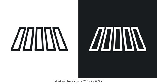 Icono de paso de cebra diseñado en un estilo de línea sobre fondo blanco.