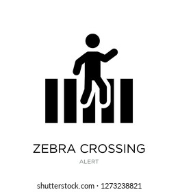 zebra crossing icon vector on white background, zebra crossing trendy filled icons from Alert collection, zebra crossing simple element illustration