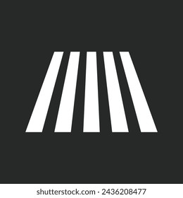 zebra crossing icon vector on black background. Pedestrian crosswalk icon template color editable.  Simple logo vector illustration for graphic and web design. Vector illustration. Eps file 597.