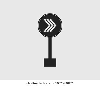Zebra crossing in Right rounded sign of street